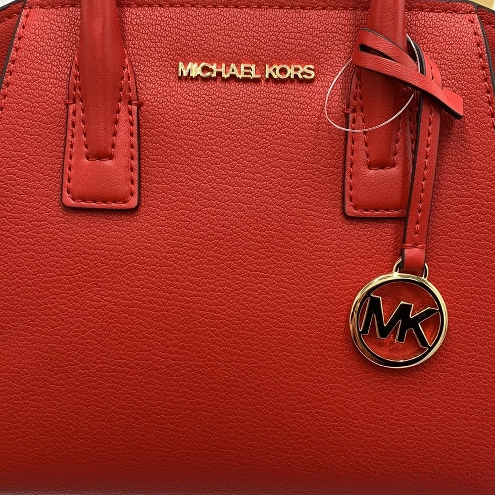 Michael Kors Avril Small Leather Top-Zip Satchel Flame color - Picture 14 of 16